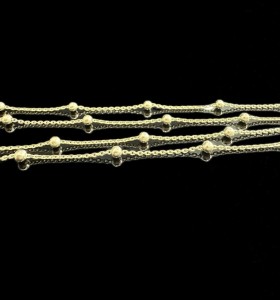 1-1-246537-1-Cadena fina bolitas de plata de ley 925 baño oro 18K, 50 cm  2