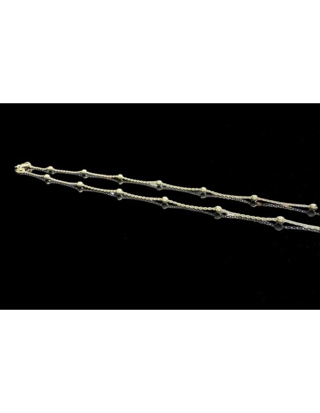 1-1-246537-3-Cadena fina bolitas de plata de ley 925 baño oro 18K, 50 cm 