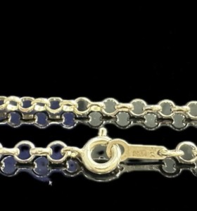 1-1-246542-1-Cadena eslabones tipo rolo de plata de ley 925 baño oro 18K, 60 cm 
