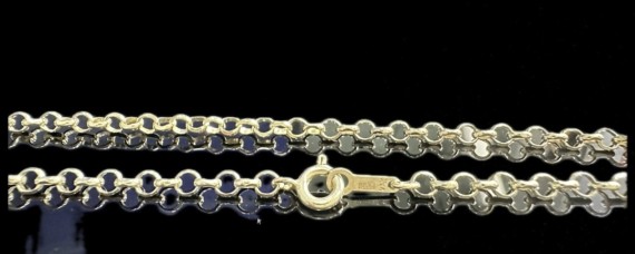 1-1-246542-1-Cadena eslabones tipo rolo de plata de ley 925 baño oro 18K, 60 cm 