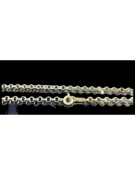 1-1-246542-1-Cadena eslabones tipo rolo de plata de ley 925 baño oro 18K, 60 cm 