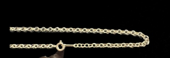 1-1-246542-3-Cadena eslabones tipo rolo de plata de ley 925 baño oro 18K, 60 cm 
