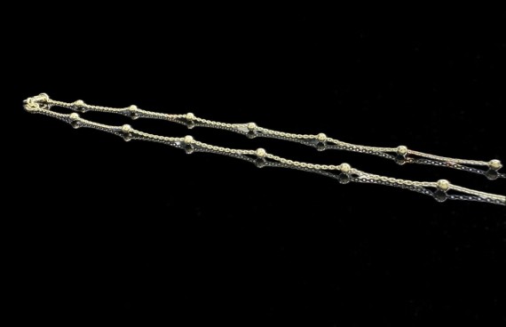 1-1-246539-3-Cadena fina bolitas de plata de ley 925 baño oro 18K, 50 cm 