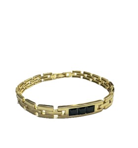 1-1-271872-3-Pulsera semirrígida piedras negras de plata de ley 925 , baño oro 18K