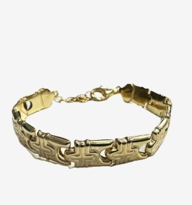 1-1-271871-2-Pulsera semirrígida grabada de plata de ley 925 , baño oro 18K