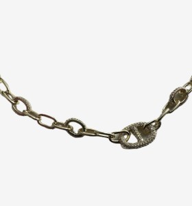 1-1-271879-1-Gargantilla eslabones ovalados con circonitas de plata de ley 925 , baño oro 18K 2