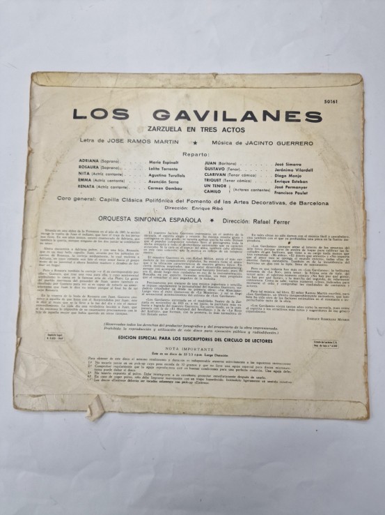 1-1-272050-2-Vinilo los gavilanes jacinto guerrero zarzuela en 3 actos orlador 50161