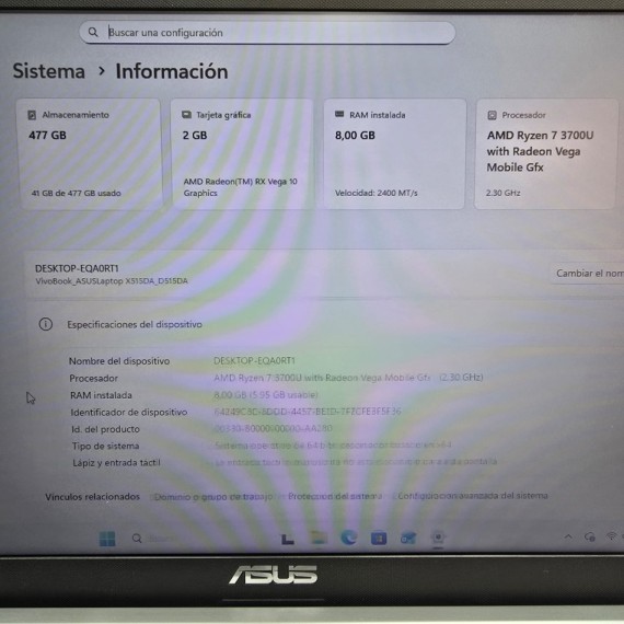 7-7-86995-1-Ordenador Portátil Asus d515d AMD Ryzen 7 2.30 GHz 8 Ram 512 SSD