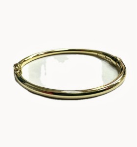 1-1-271839-2-Pulsera rígida lisa de plata de ley 925 baño oro 18K