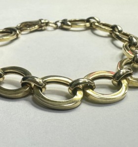 1-1-271845-1-Pulsera eslabones ovalados de plata de ley 925 , baño oro 18K