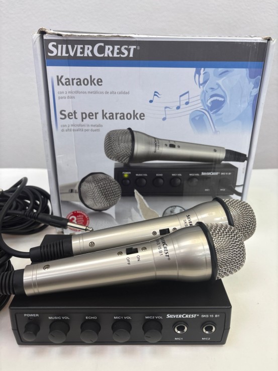 1-1-272547-1-Karaoke 2 Microfonos Silver Crest 