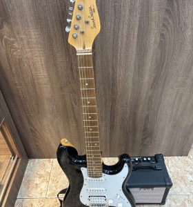 1-1-265973-1-Guitarra Electrica SoundSation Series Negra Y Blanca Amplificador EK AG-10