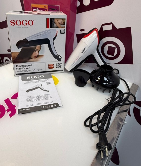 9-9-77603-1-Secador Pelo Sogo Tourmaline Ceramic Ion SS-3635 2200w (sin Uso)