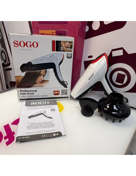 9-9-77603-4-Secador Pelo Sogo Tourmaline Ceramic Ion SS-3635 2200w (sin Uso)