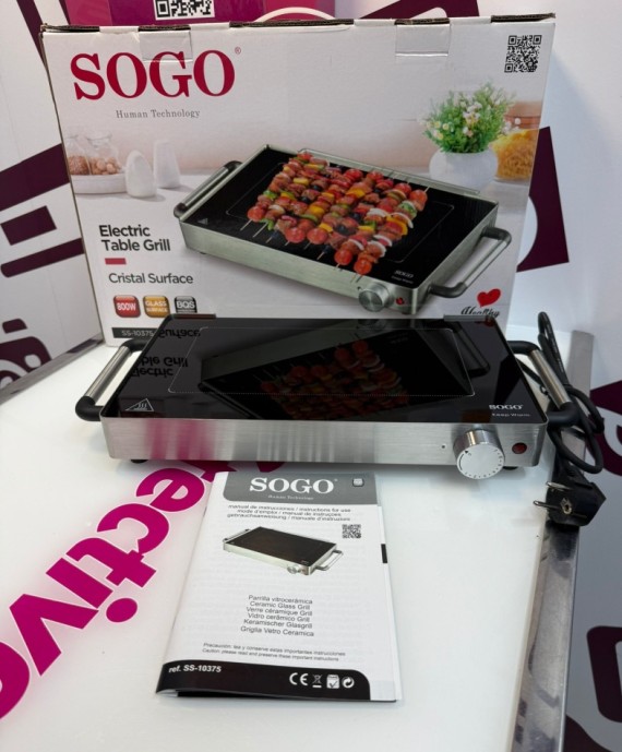 9-9-77616-4-Parrilla Electrica Sogo Cristal Surface Ss-10375 800w (sin Uso)