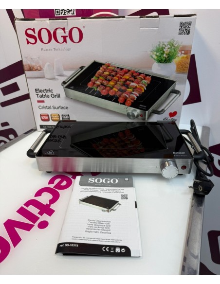 9-9-77616-4-Parrilla Electrica Sogo Cristal Surface Ss-10375 800w (sin Uso)