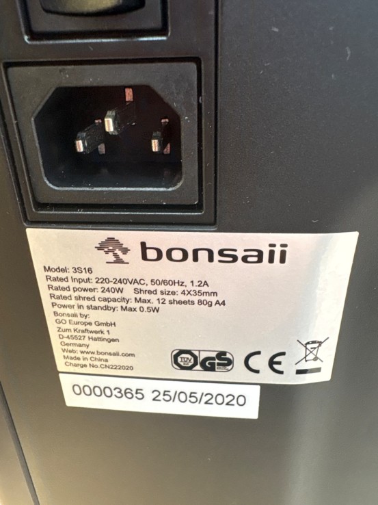 1-1-272929-3-Dispositivos Electrónicos Triturador De Papel Bonsaii 3S16