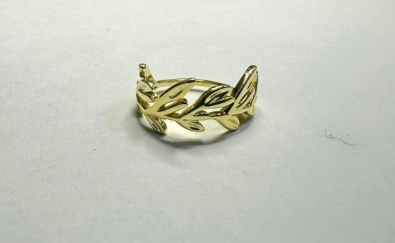 7-1-271771-4-Anillo con hojas de plata de ley 925 baño oro 18K