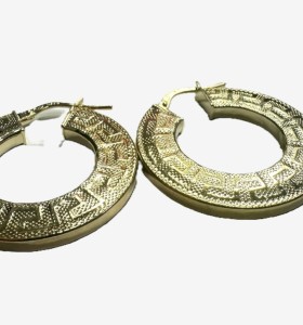 7-1-271792-3-Pendiente tipo aro plano greca de plata de ley 925 baño oro 18K,D 2,7cm