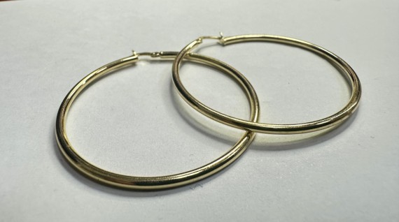 7-1-271829-2-Pendiente tipo aro liso de plata de ley 925 baño oro 18K, D 4,5 cm