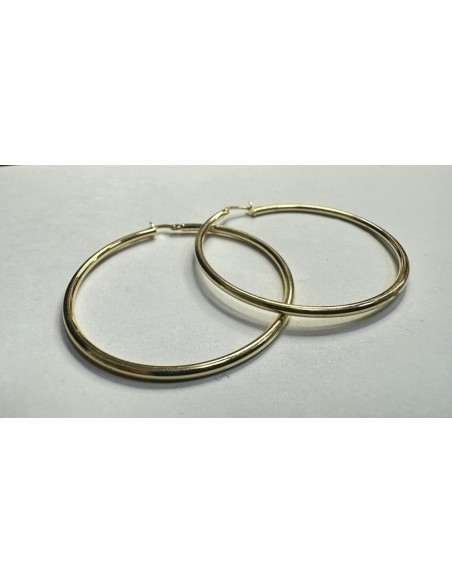 7-1-271829-2-Pendiente tipo aro liso de plata de ley 925 baño oro 18K, D 4,5 cm