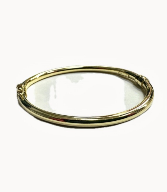 7-1-271839-2-Pulsera rígida lisa de plata de ley 925 baño oro 18K