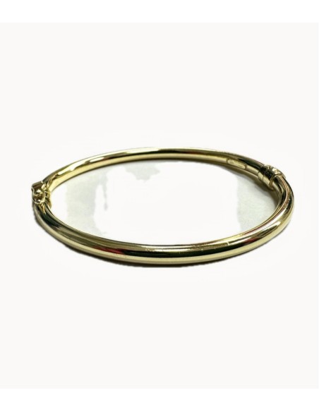 7-1-271839-2-Pulsera rígida lisa de plata de ley 925 baño oro 18K