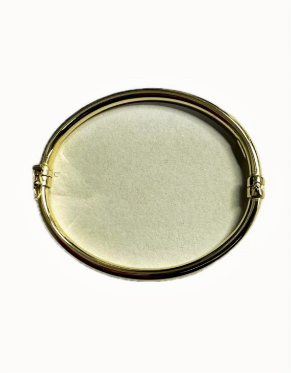 7-1-271839-3-Pulsera rígida lisa de plata de ley 925 baño oro 18K