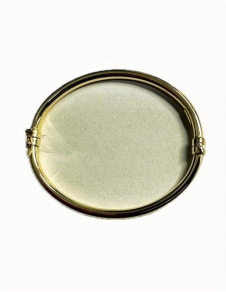 7-1-271839-3-Pulsera rígida lisa de plata de ley 925 baño oro 18K