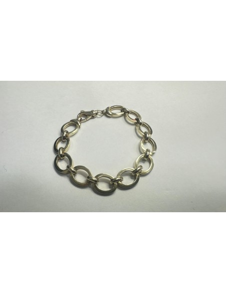 7-1-271845-2-Pulsera eslabones ovalados de plata de ley 925 , baño oro 18K