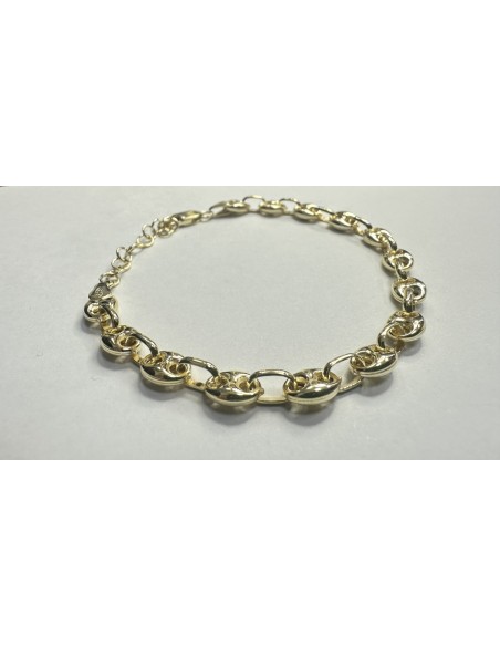 7-1-271860-3-Pulsera eslabones pailebote de plata de ley 925 , baño oro 18K