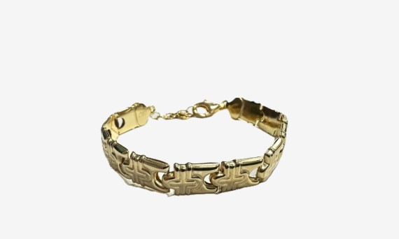 7-1-271870-5-Pulsera semirrígida grabada de plata de ley 925 , baño oro 18K