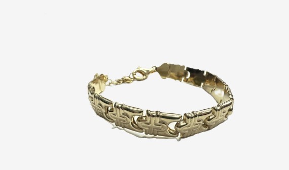 7-1-271870-6-Pulsera semirrígida grabada de plata de ley 925 , baño oro 18K
