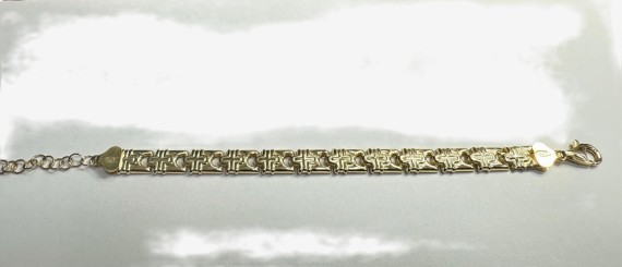 7-1-271870-7-Pulsera semirrígida grabada de plata de ley 925 , baño oro 18K