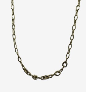 7-1-271878-1-Gargantilla eslabones ovalados con circonitas de plata de ley 925 , baño oro 18K