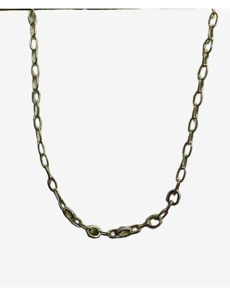 7-1-271878-1-Gargantilla eslabones ovalados con circonitas de plata de ley 925 , baño oro 18K