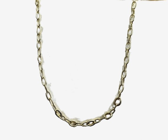 7-1-271878-2-Gargantilla eslabones ovalados con circonitas de plata de ley 925 , baño oro 18K