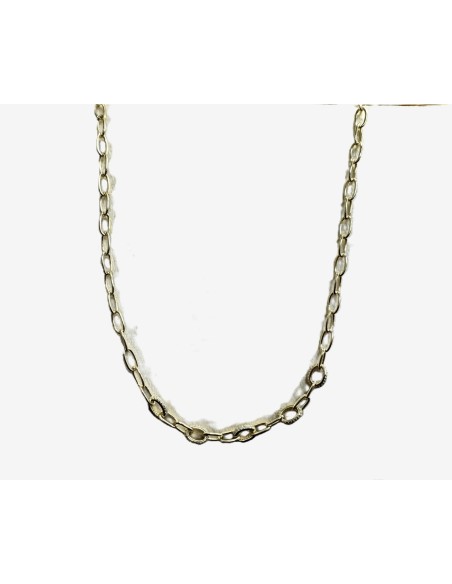 7-1-271878-2-Gargantilla eslabones ovalados con circonitas de plata de ley 925 , baño oro 18K