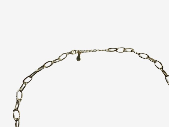 7-1-271878-4-Gargantilla eslabones ovalados con circonitas de plata de ley 925 , baño oro 18K