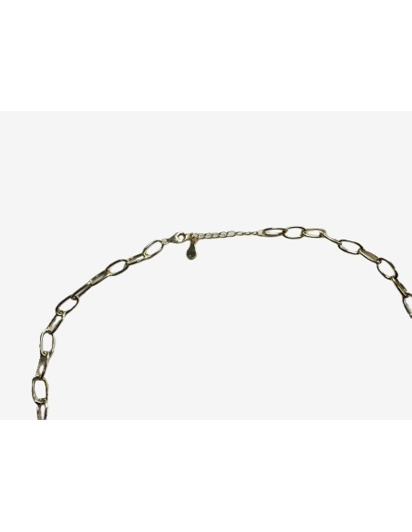 7-1-271878-4-Gargantilla eslabones ovalados con circonitas de plata de ley 925 , baño oro 18K