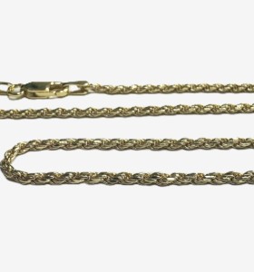 7-1-271889-1-Cadena cordón salomonico de plata de ley 925 con baño de oro 18K , L 50cm, A 2,3mm 2