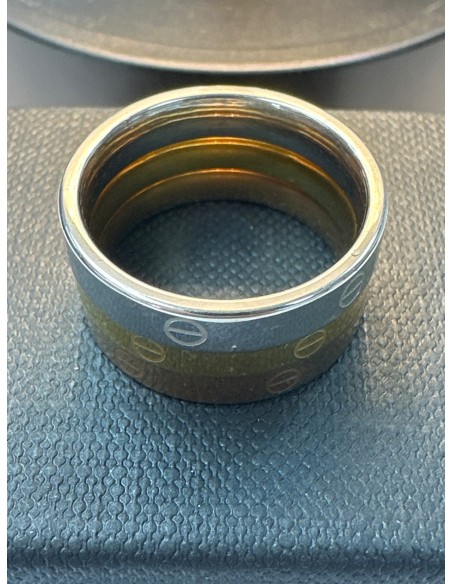 6-9-75789-1-Anillo acero trio dorado, rosa, plateado T18