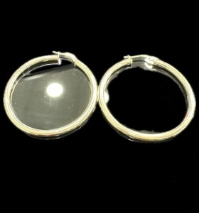 6-1-246571-1-Pendientes tipo aro liso de plata de ley 925 baño oro 18K, 4,6 cm