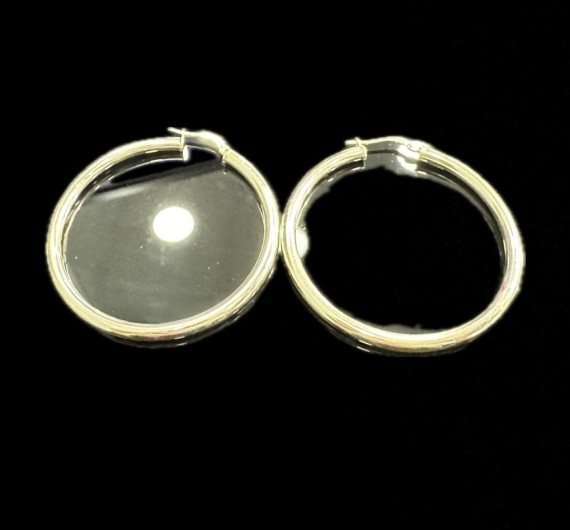 6-1-246571-1-Pendientes tipo aro liso de plata de ley 925 baño oro 18K, 4,6 cm