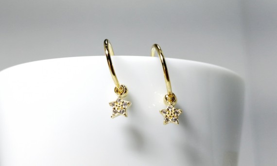6-2-93070-2-Pendientes aro con estrella piedras 12 mm