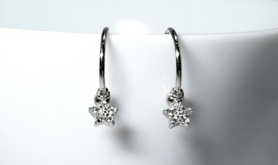 6-2-93072-1-Pendientes aro con estrella piedras 12 mm