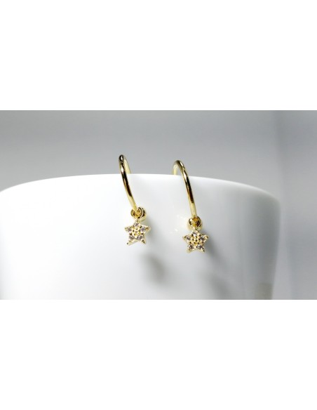 6-2-93072-2-Pendientes aro con estrella piedras 12 mm