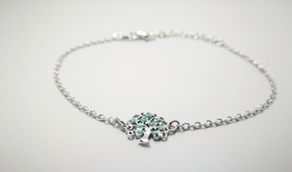 6-1-186875-1-Pulsera arbolito corazones turquesa EBR14733 Rodio
