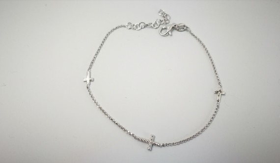 6-1-186919-2-Pulsera 3 cruces EBR19583 Rodio