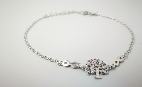 6-1-186886-1-Pulsera arbolito corazones rosa EBR17439 Rodio
